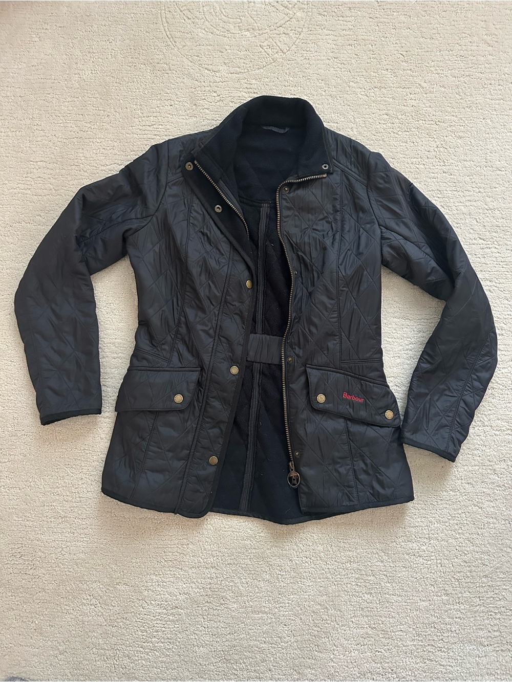 Barbour Cavalry Polarquilt Jacket Women’s US 6 Dark Navy Quilted Fleece Lined